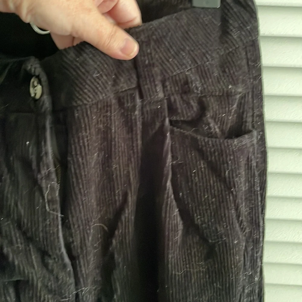 Pleated Wide Leg Black Corduroy Pants, wide cord fabric, XL - Picture 7 of 7